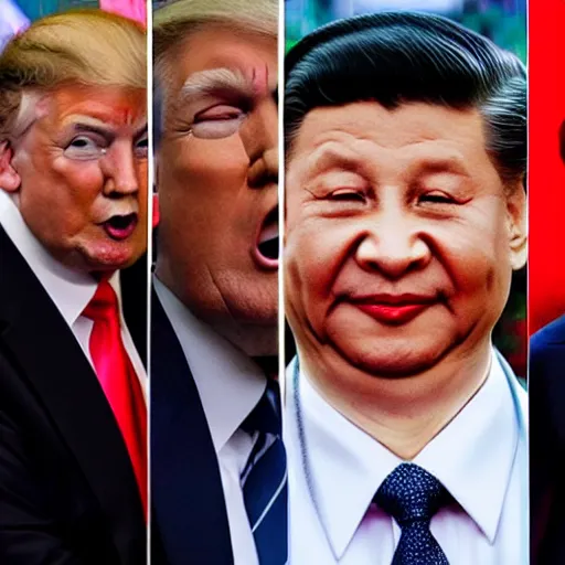 Prompt: vladimir putin, obama, trump and xi jinping at a strip club, hyperrealistic face, cnn, fox news,