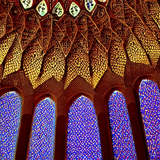 Image similar to psychedelic iranian honeycomb vaulting, muqarnas, photo
