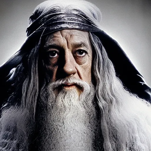 Image similar to a still from “ lord of the rings ” of a head and shoulders portrait of master pain as gandalf, photo by phil noto