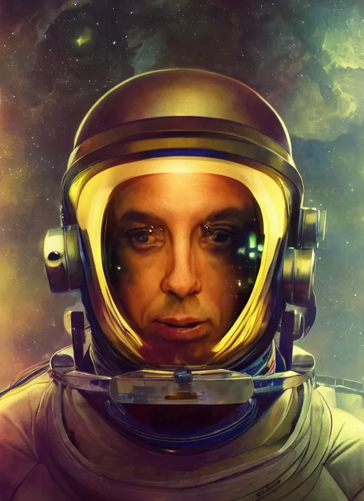 Image similar to ali g astronaut, the expanse, sci fi, futuristic, detailed illustration, digital art, trending on artstation, soft ambient lighting, volumetric lighting, rim lighting, yoshitaka amano, alphonse mucha, arney freytag, maxfield parrish, new art nouveau