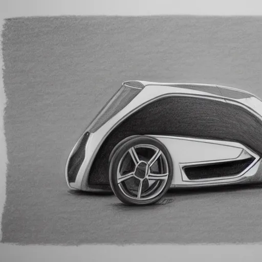 Prompt: sinclair c5 pencil sketch