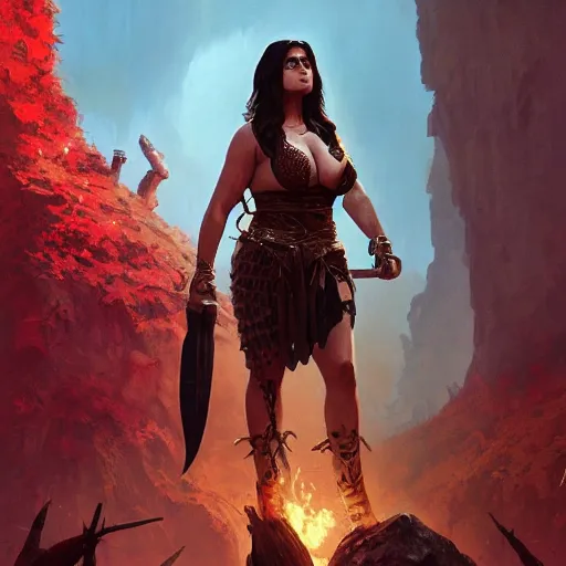 Prompt: salma hayek as a barbarian warrior, in gta v, stephen bliss, unreal engine, fantasy art by greg rutkowski, loish, rhads, ferdinand knab, makoto shinkai and lois van baarle, ilya kuvshinov, rossdraws, tom bagshaw, global illumination, radiant light, detailed and intricate environment