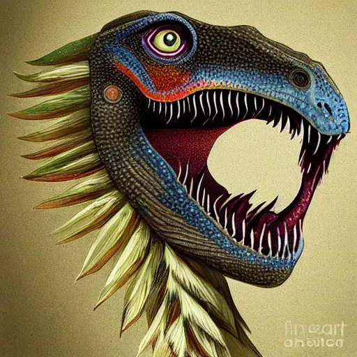 Image similar to stunning digital art of a velociraptor made of dna