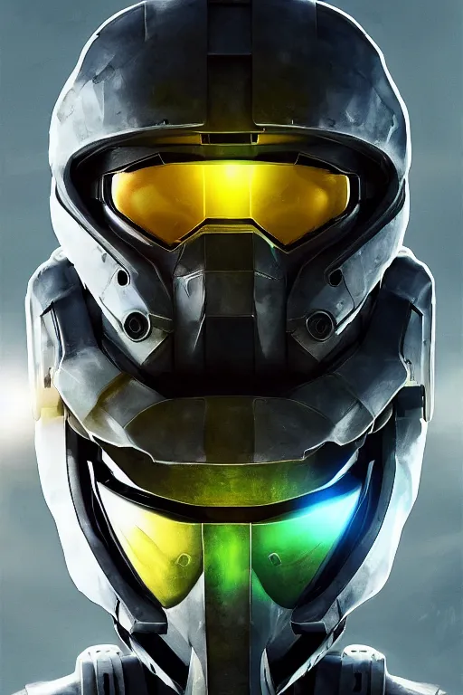 Image similar to robot ninja mask helmet halo master chief radiating a glowing aura global illumination ray tracing hdr fanart arstation by ian pesty and katarzyna da „ bek - chmiel