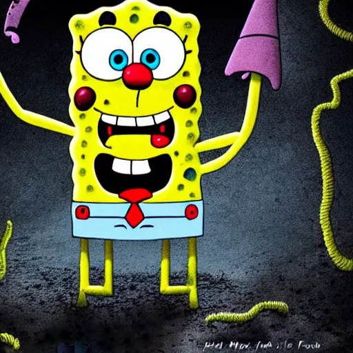 Image similar to scary sponge bob, unreal emgime, horror, dark, scary, high detail, art station, dramtic light, 4 k