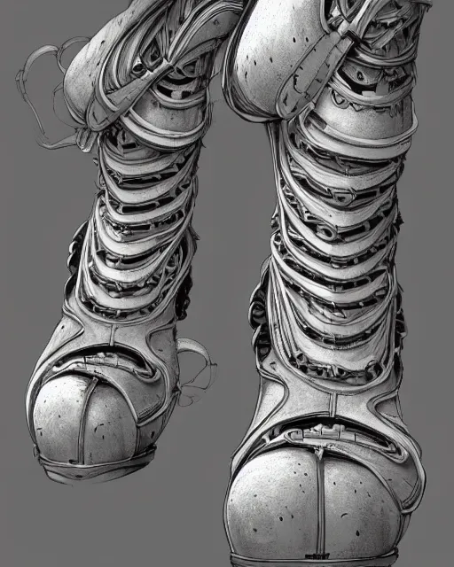 Image similar to shoes design by frank franzetta, biomechanical, 4 k, hyper detailed