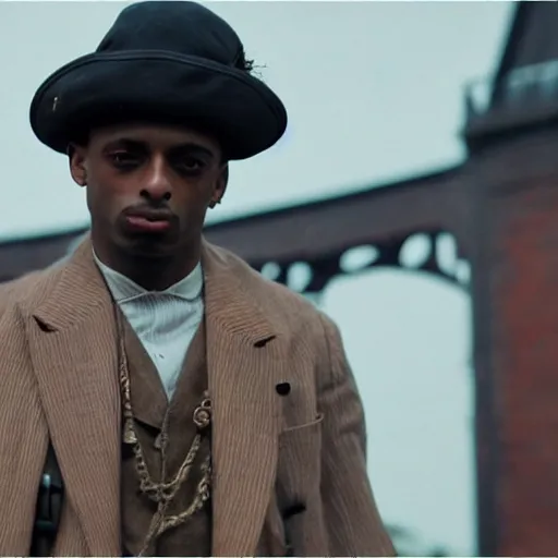 Image similar to playboi carti in peaky blinders 4 k the detailed super realistic