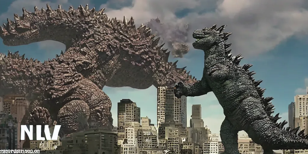Prompt: godzilla rampaging in a city in the style of claymation, funny and weird