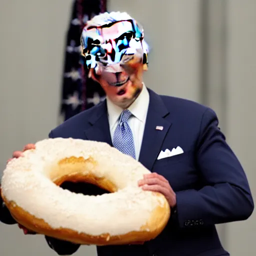 Prompt: Joe Biden eating a very big donut