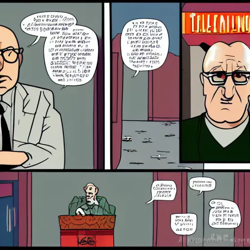 Image similar to uncle junior soprano preaching about armageddon cartoon series