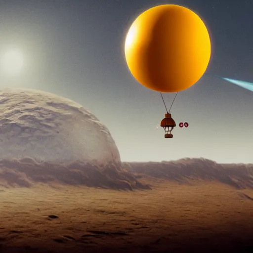 Image similar to ballon flying on moon, artstation