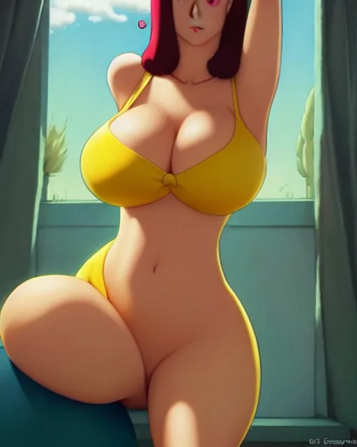 Image similar to photo of marge from simpsons, marge by a - 1 pictures, by greg rutkowski, gil elvgren, glossy skin, pearlescent, anime, maxim magazine,