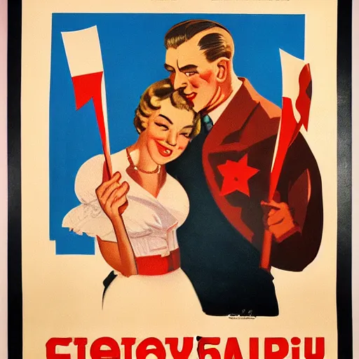 1950 Soviet propaganda poster of embracing capitalism | Stable ...