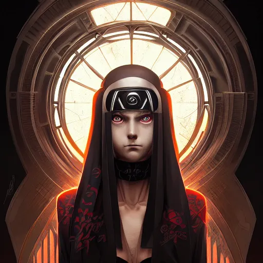 Image similar to symmetry!! portrait of pain from naruto, dark, intricate, elegant, highly detailed, digital painting, artstation, concept art, smooth, sharp focus, illustration, art by artgerm and greg rutkowski and alphonse mucha