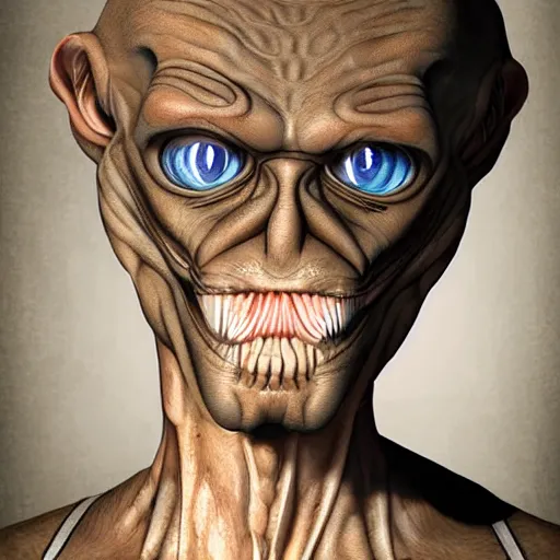 Image similar to realistic digital art of aliens meme guy as an alien