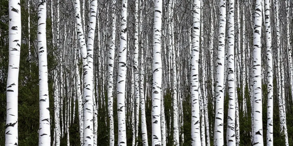 Image similar to a beautiful white birch forest in the style of Calvin and hobbes