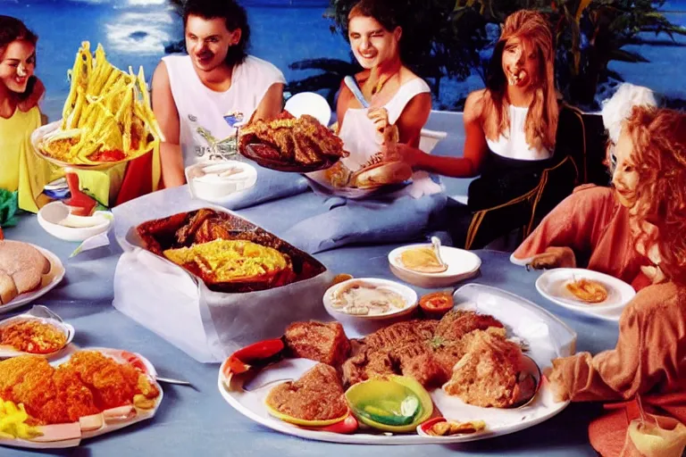 Prompt: mcdonald's bahia acaraje meal, acaraje!!!, in 1 9 9 5, y 2 k cybercore, advertisement photo