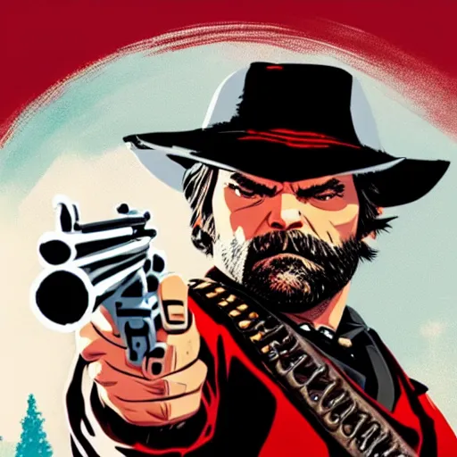 Image similar to jack black in red dead redemption 2, character render, full body shot, highly detailed, in game render