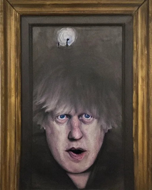 Prompt: dark impressionist painting of a horror portrait of boris johnson