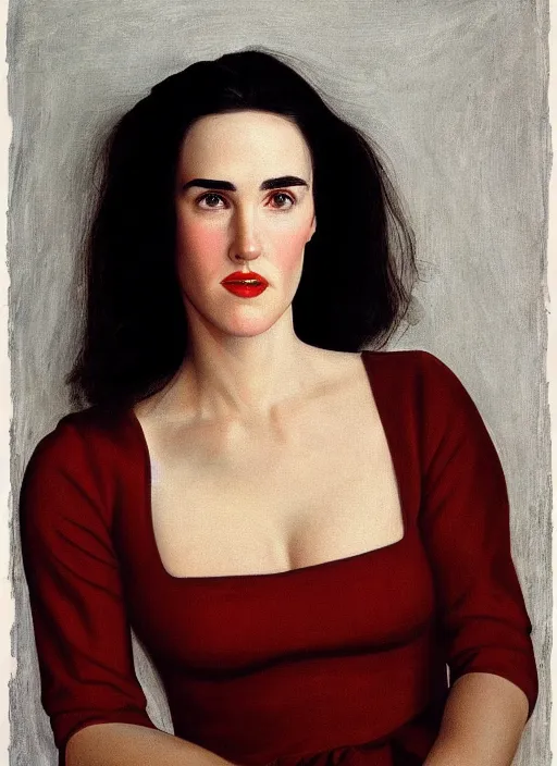 Image similar to portrait of young Jennifer Connelly by John Currin