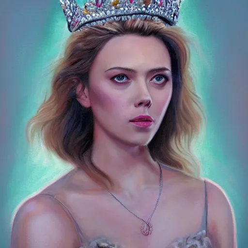 Prompt: portrait painting scarlett johannson wearing a crown, detailed, artstation, trending, detailed