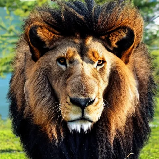 Image similar to photo of moose with the face of a lion