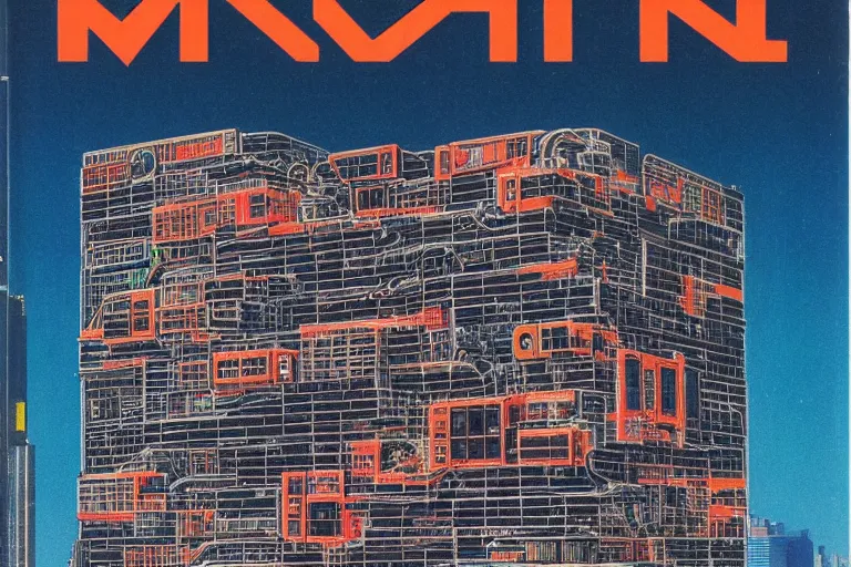 Image similar to 1 9 7 9 omni magazine cover of nakagin capsule tower in cyberpunk style