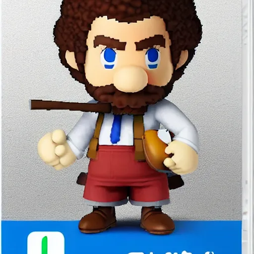 Image similar to Bob Ross as a Super Smash bros ultimate character, Nintendo switch