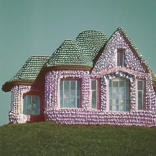 Image similar to “House made of crystal gemstones, 35 mm real estate photo”