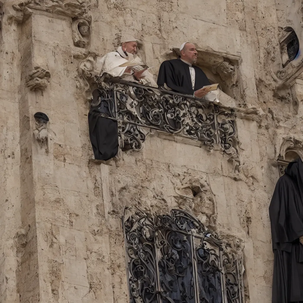 Prompt: keanu reaves as the pope, giving a blessing from the papal balcony, photorealistic HD UHD 8k