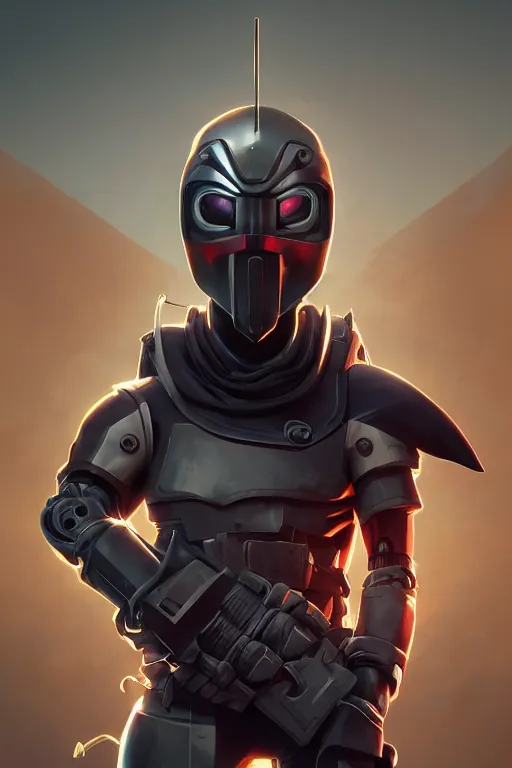 Image similar to epic mask helmet robot ninja portrait stylized as fornite style game design fanart by concept artist gervasio canda, behance hd by jesper ejsing, by rhads, makoto shinkai and lois van baarle, ilya kuvshinov, rossdraws global illumination radiating a glowing aura global illumination ray tracing hdr render in unreal engine 5