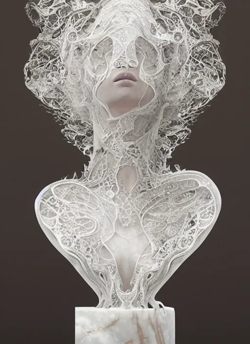 Image similar to opalescent marble sculpture of beautiful woman dissolving into shimmering dust, fractal paisley inlay, lace, intricate, elegant, highly detailed, digital photography, art by artgerm ruan jia and greg rutkowski