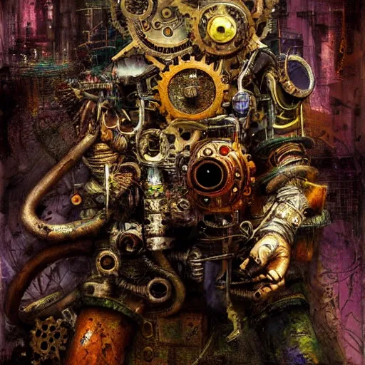 Image similar to steampunk rat, acid, 303, psychedelic, by ruan jia