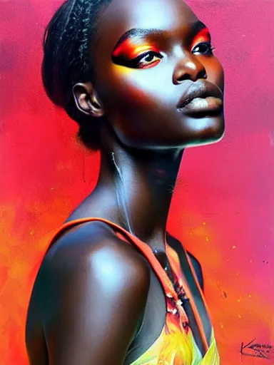 Image similar to double exposure, portrait of duckie thot with a floral background : : painted by artgerm, karol bak, artur bordalo, sandra chevrier : : portrait, character, illustration, hyperrealism, photorealism