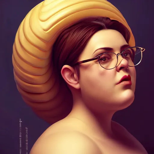 Prompt: portrait of a (heavy) stocky gorgeous beautiful beautiful woman with a bundt bundt pan face, greek romanian, glasses, wide shot, digital art, detailed , 8k, trending on artstation