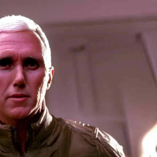 Image similar to film still of Mike Pence in the movie Alien.