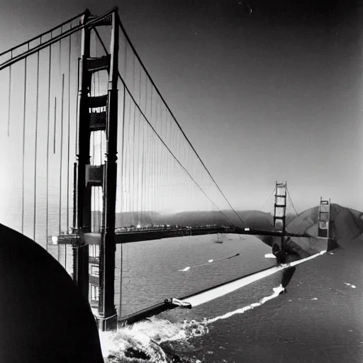 Prompt: ansel adams photo of the golden gate bridge