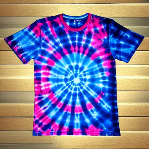 Image similar to A tie-dyed t-shirt with a Kirkland logo