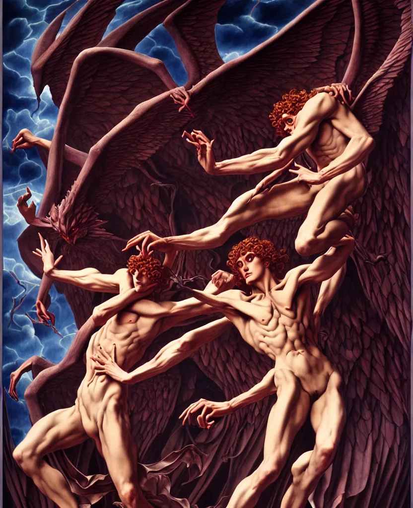 Image similar to devilman, by evelyn de morgan, hd, hyper detailed, 4 k, depth perception, depth of field, neo - gothic, gothic. art by wojtek siudmak, masterpiece