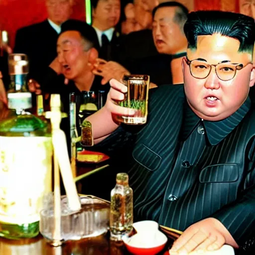 Image similar to kim jong - un having a drink in an ambient bar