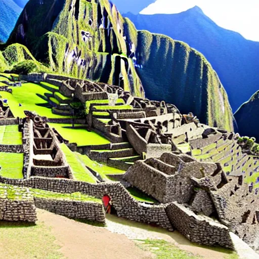 Prompt: machu picchu being built by the incas