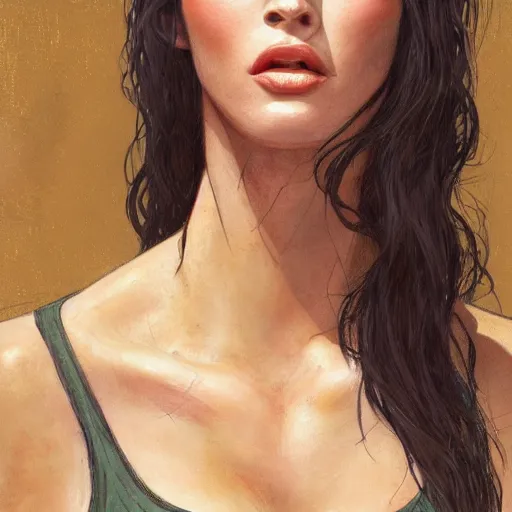 Image similar to portrait of megan fox as an anthropomorphic, au naturel, hyper detailed, digital art, trending in artstation, cinematic lighting, studio quality, smooth render, unreal engine 5 rendered, octane rendered, art style by klimt and nixeu and ian sprigger and wlop and krenz cushart.