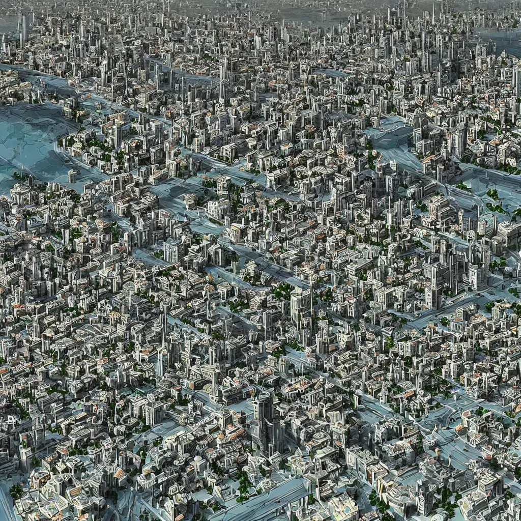 Image similar to a istanbul city in the future, highly detailed