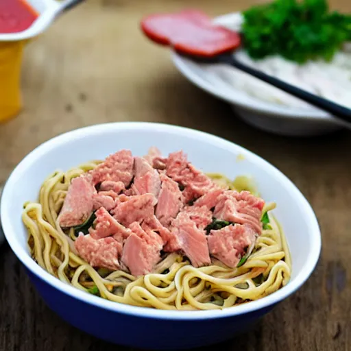 Image similar to a really tasty dish, full of noodles and tuna