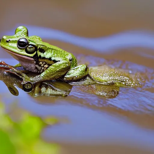 Prompt: Beautiful Amazing Award-Winning Portrait Photograph of a frog in a swamp