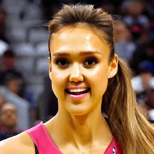 Prompt: Jessica Alba as an NBA center