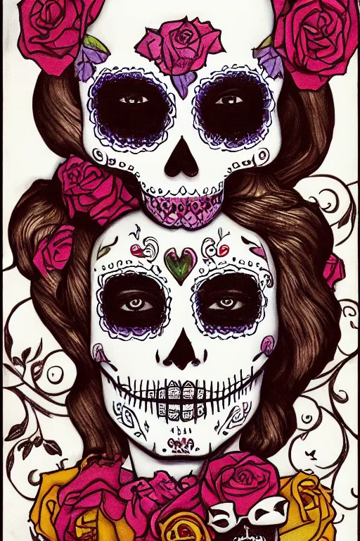 Image similar to Illustration of a sugar skull day of the dead girl, art by Rene Lalique