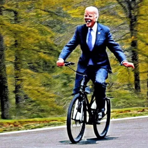 Prompt: ultra realistic photo of joe biden falling off of his bike, film, perfect face, in the style of a candid photo
