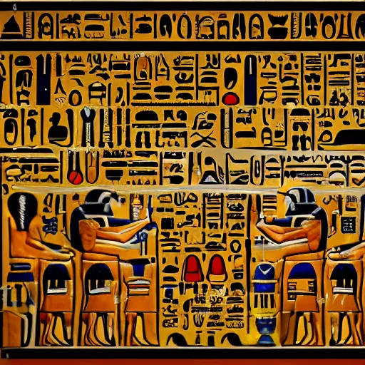 Prompt: emoji hieroglyphs found in a tomb in Egypt