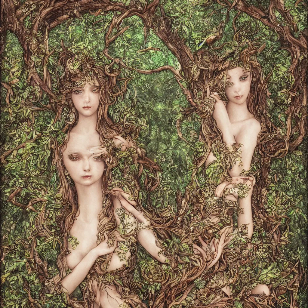 Image similar to an elegant goddess of forests, fantasy art, highly detailed